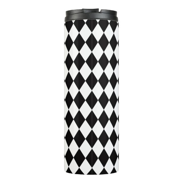 Schwarz-Weiß-Harlekin  Thermosbecher (Rückseite)