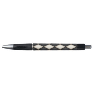 Schwarz-Weiß-Harlequin Diamond-Karo-Muster Kugelschreiber