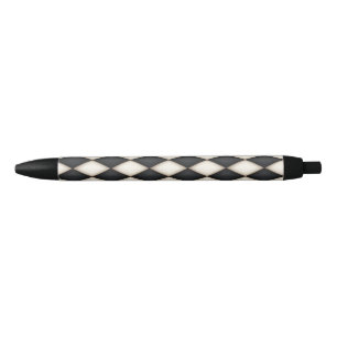 Schwarz-Weiß-Harlequin Diamond-Karo-Muster Kugelschreiber