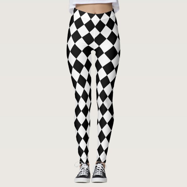 Schwarz-Weiß-Harlequin-Leggings Leggings (Vorderseite)