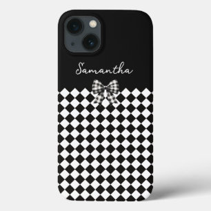 Schwarz-weiß Harlequin Mad Hatter Schachbretts Case-Mate iPhone Hülle