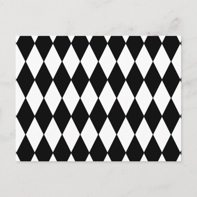 Schwarz-weiß Harlequin Pattern Postkarte (Vorderseite)