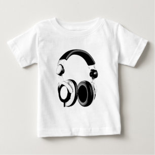 Schwarz-Weiß-Headphone-Artwork Baby T-shirt