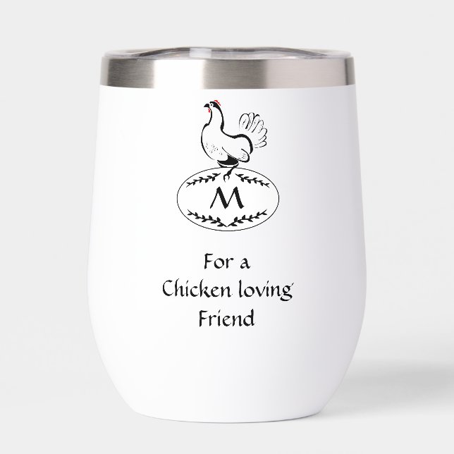 Schwarz-Weiß-Hen auf einem Monogramm-Ei (Rückseite)