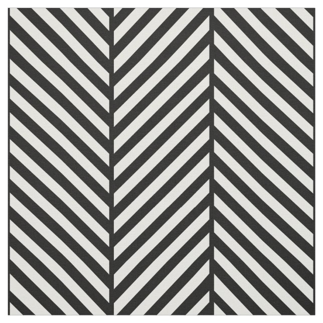 Schwarz-Weiß-Herringbone Große Skala Stoff (Muster)