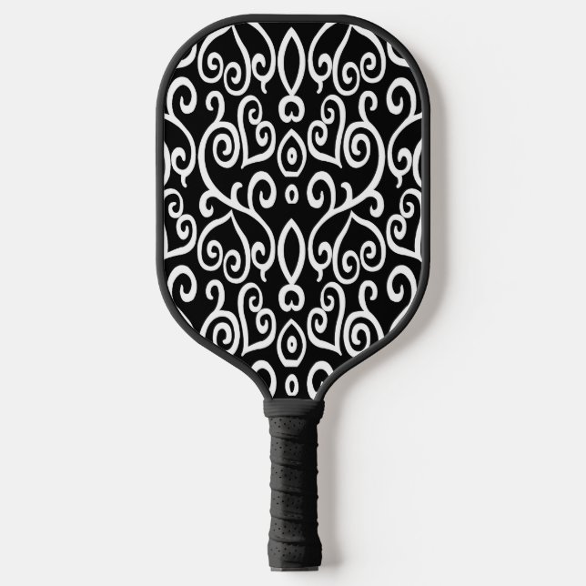 Schwarz-Weiß-Herz-Muster Pickleball Schläger (Vorderseite)