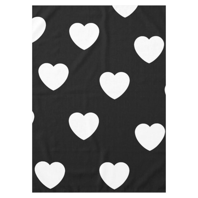 Schwarz-Weiß-Herz-Muster Tischdecke (Vorderseite)
