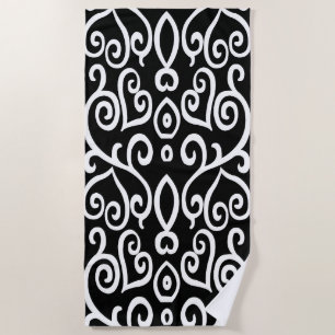Schwarz-Weiß-Herz-Print Strandtuch