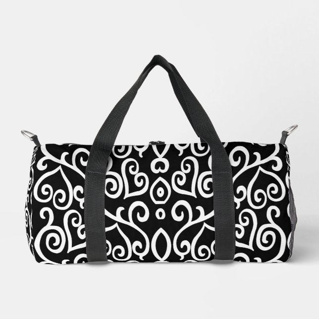 Schwarz-Weiß-Herzen Duffle Bag (Vorderseite)