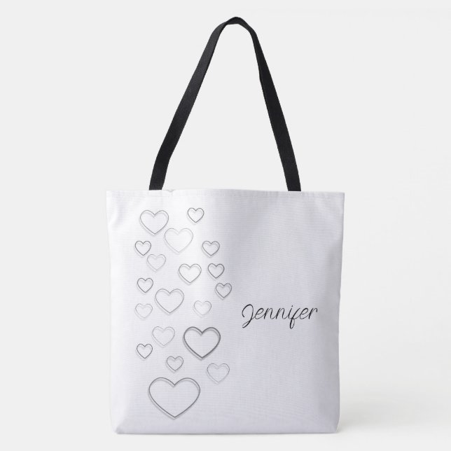 Schwarz-Weiß-Herzen Tasche (Vorderseite)