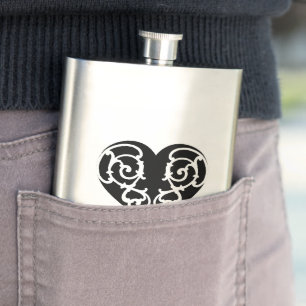 Schwarz/Weiß Herzflasche Flachmann
