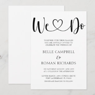 Schwarz-Weiß-Herzkalligraphie & Foto Hochzeit in Einladung
