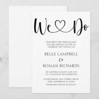 Schwarz-Weiß-Herzkalligraphie & Foto Hochzeit in Einladung
