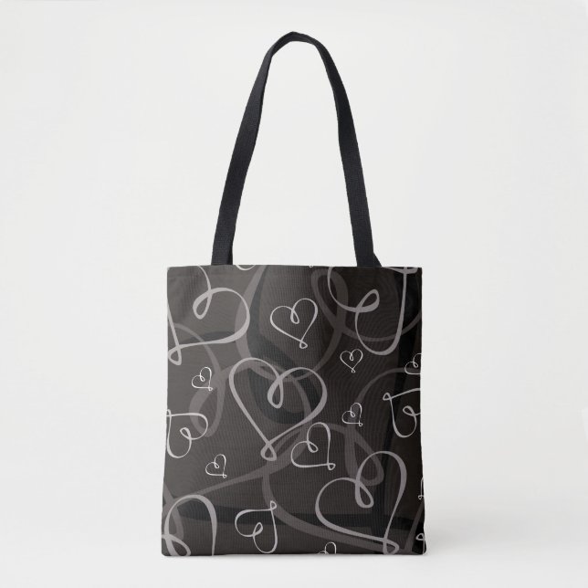 Schwarz-Weiß-Herzmuster Tasche (Vorderseite)