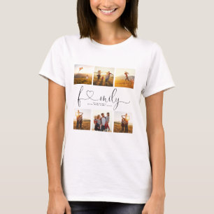 Schwarz-Weiß-Herzschrift 6 Foto Familienkollektion T-Shirt