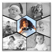 Schwarz-Weiß-Hexagon-FotoCollage