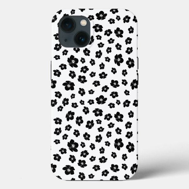 Schwarz-Weiß-Hibiskus Case-Mate iPhone Hülle (Rückseite)
