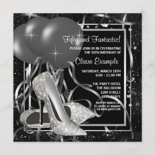 Schwarz-Weiß-High Heels Frauen Geburtstagsparty Einladung