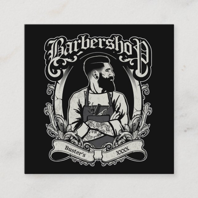 Schwarz-Weiß-Hipster-Platz personalisieren Quadratische Visitenkarte (Vorderseite)