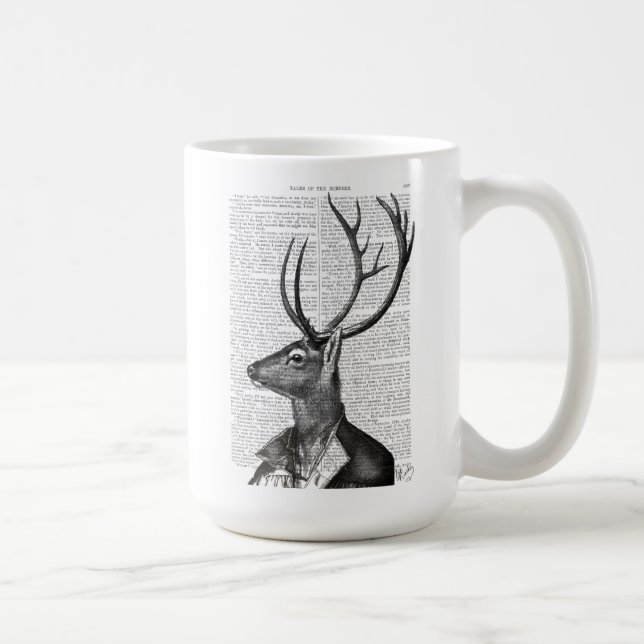 Schwarz-Weiß-Hirsch-Portrait Kaffeetasse (Rechts)