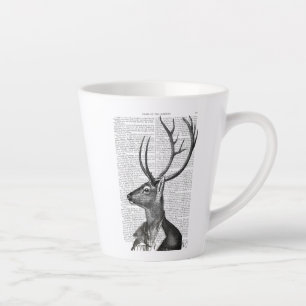 Schwarz-Weiß-Hirsch-Portrait Milchtasse