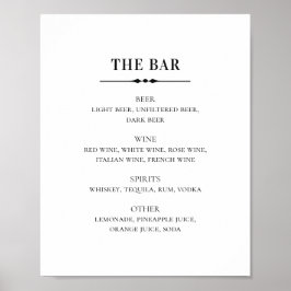 Schwarz-Weiß-Hochzeit. Bar mit einfachen Alkoholge Poster