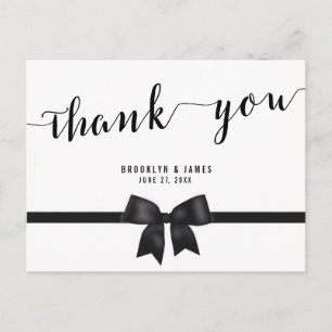 Schwarz-Weiß-Hochzeit danke Ihnen Postkarten Bow