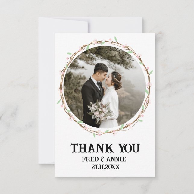 Schwarz-Weiß-Hochzeit Danke-Karten Dankeskarte (Vorderseite)