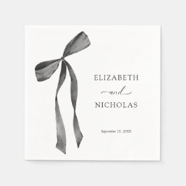 Schwarz-Weiß-Hochzeit der Aquarelle Serviette