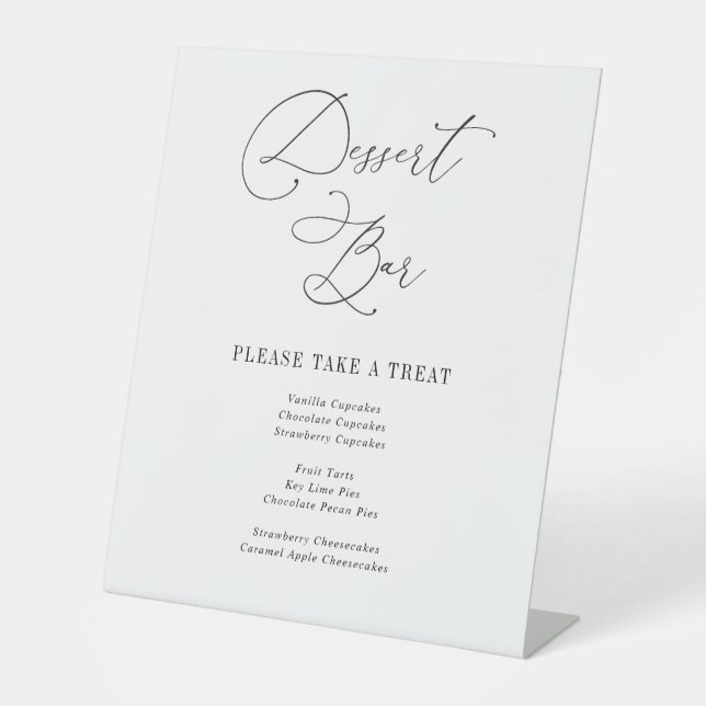 Schwarz-Weiß-Hochzeit Dessert-Bar Sockelschild (Vorderseite)