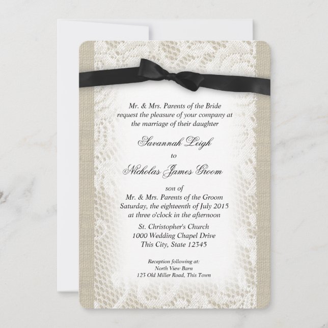 Schwarz-Weiß-Hochzeit Einladung (Vorderseite)
