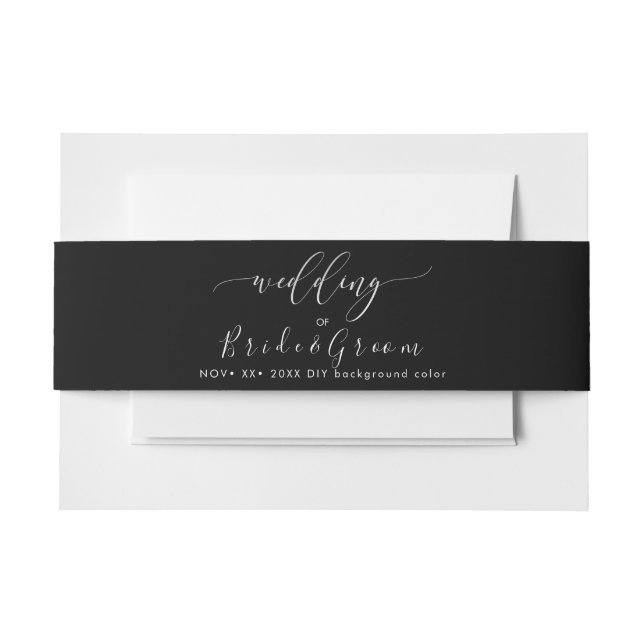 Schwarz-Weiß-Hochzeit Einladungsbanderole (Vorderseite Beispiel)