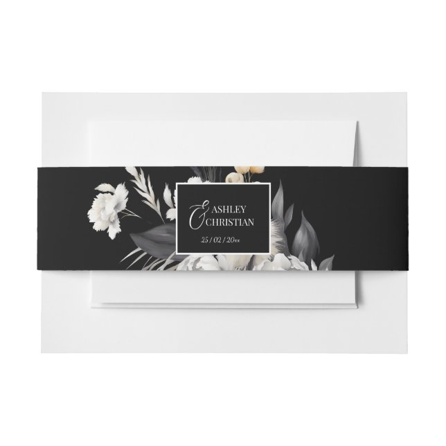 Schwarz-Weiß-Hochzeit Einladungsbanderole (Vorderseite Beispiel)