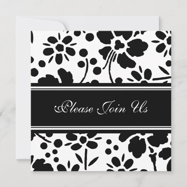 Schwarz-Weiß-Hochzeit - Erneuerbare Einladungen (Vorderseite)