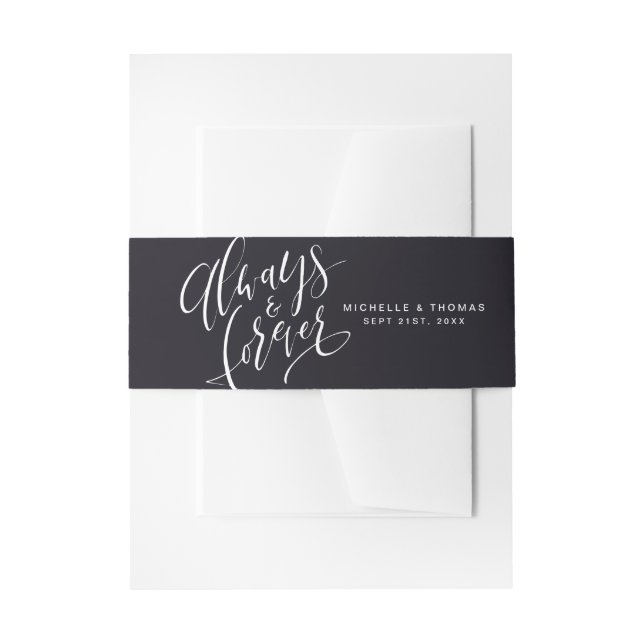 Schwarz-Weiß-Hochzeit für immer und für immer Einladungsbanderole (Vorderseite Beispiel)