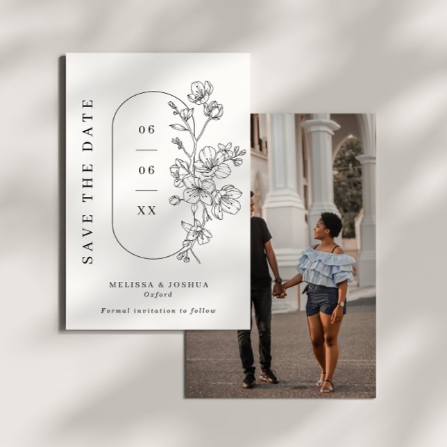 Schwarz-Weiß-Hochzeit mit Minimalistischem Foto Save The Date (Von Creator hochgeladen)