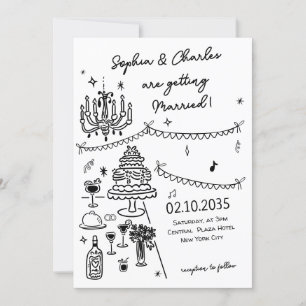 Schwarz-Weiß-Hochzeit mit weißer Hand Einladung