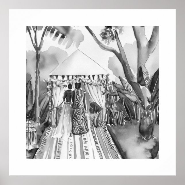 Schwarz-Weiß-Hochzeit Poster (Vorne)