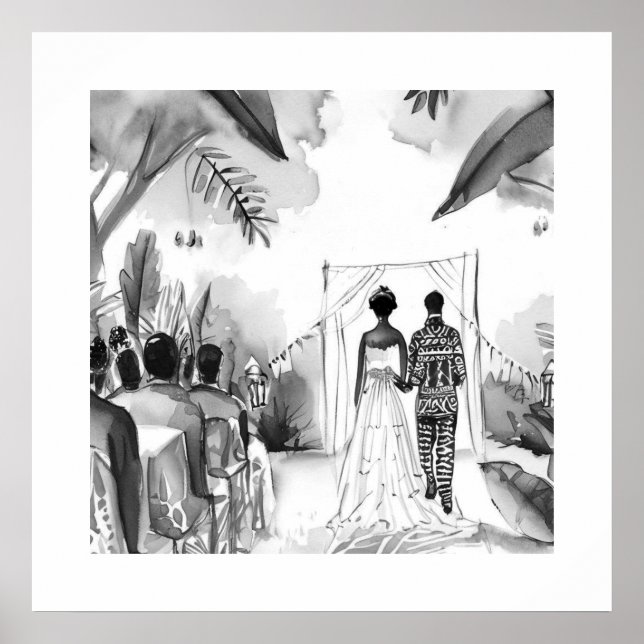Schwarz-Weiß-Hochzeit Poster (Vorne)