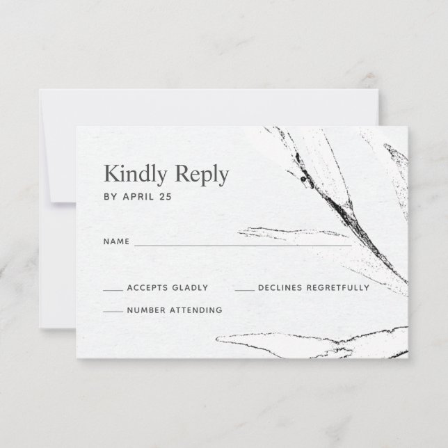 Schwarz-Weiß-Hochzeit RSVP Karte (Vorderseite)