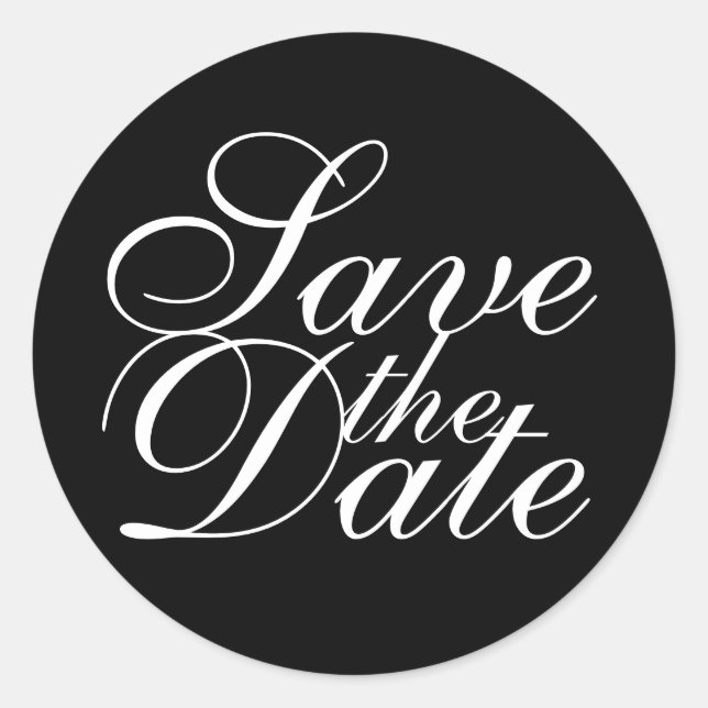 Schwarz-Weiß-Hochzeit Save the Date Runder Aufkleber (Vorderseite)