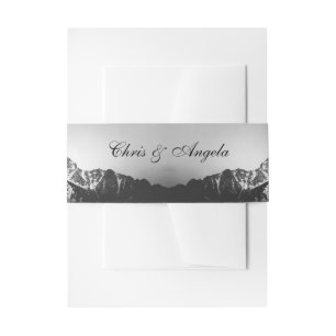 Schwarz-Weiß-Hochzeit unter den Bergen Einladungsbanderole