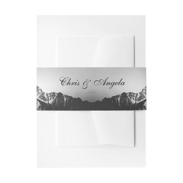 Schwarz-Weiß-Hochzeit unter den Bergen Einladungsbanderole (Vorderseite Beispiel)