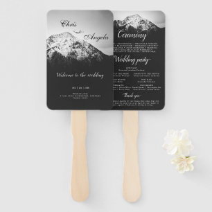 Schwarz-Weiß-Hochzeit unter den Bergen Fächer