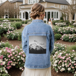 Schwarz-Weiß-Hochzeit unter den Bergen Jeansjacke