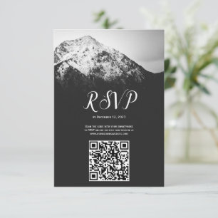 Schwarz-Weiß-Hochzeit unter den Bergen RSVP Karte