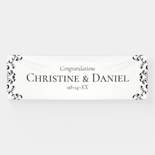 Schwarz-Weiß-Hochzeit-Wirbel Banner