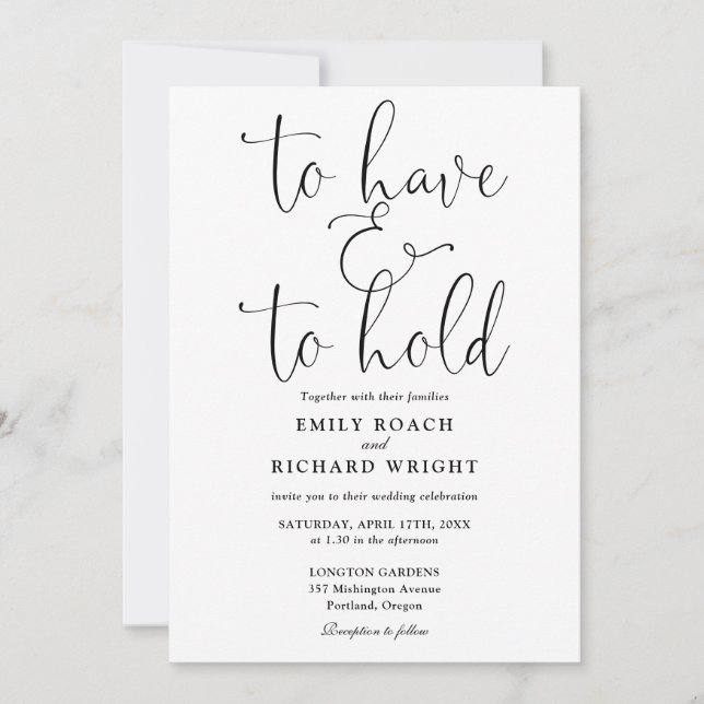 Schwarz-Weiß-Hochzeit zu haben und zu halten. Einladung (Vorderseite)