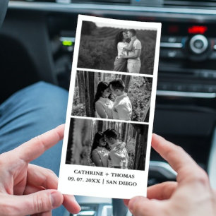 Schwarz-Weiß-Hochzeits-Photobooth-Overlay-Karte Save The Date