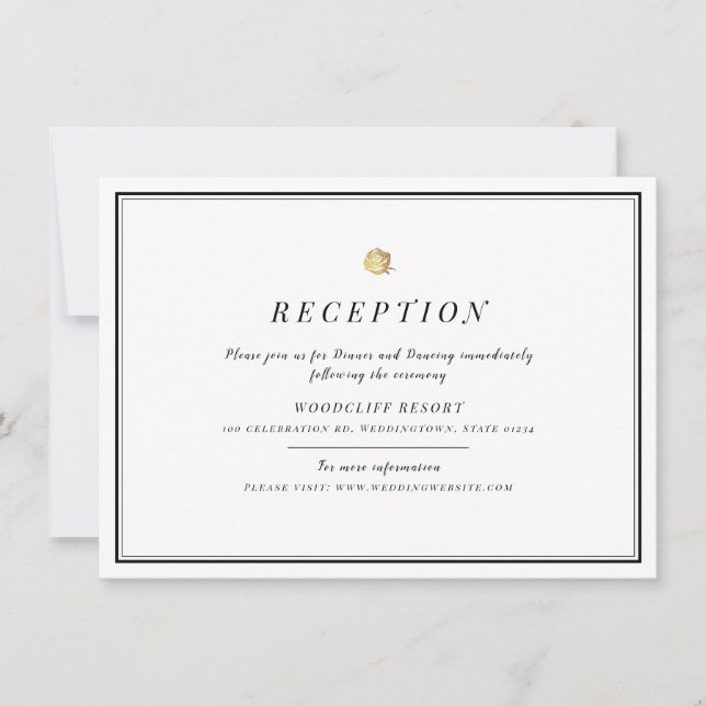 Schwarz-Weiß-Hochzeitsempfang Einladung (Vorderseite)